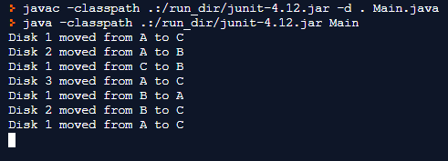 Tower of Hanoi Java Output