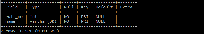 multiple column primary key